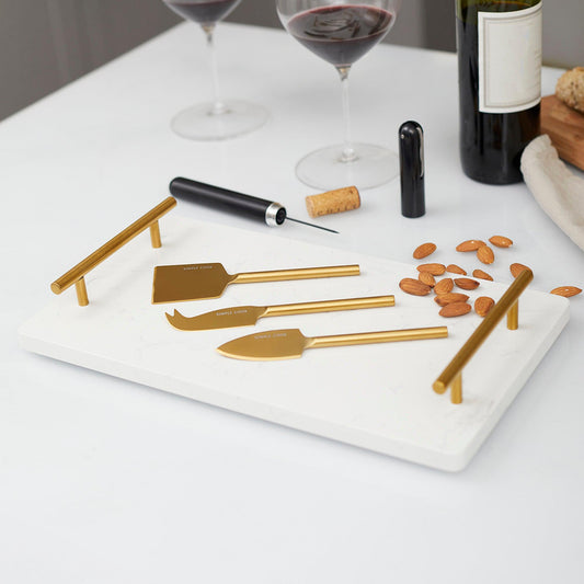 Kit Set Descorchador Dominius Negro + Set Tabla De Aperitivo Element + 3 Cuchillos